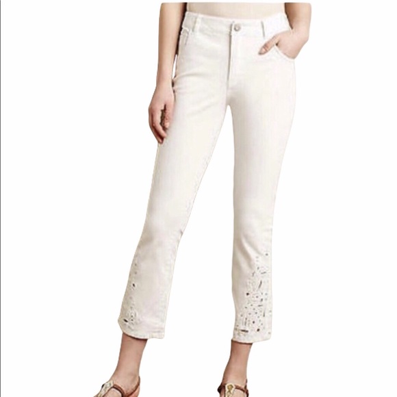 - Anthropologie Pilcro and the Letterpress Superscript High Rise White Cro… - Picture 1 of 14
